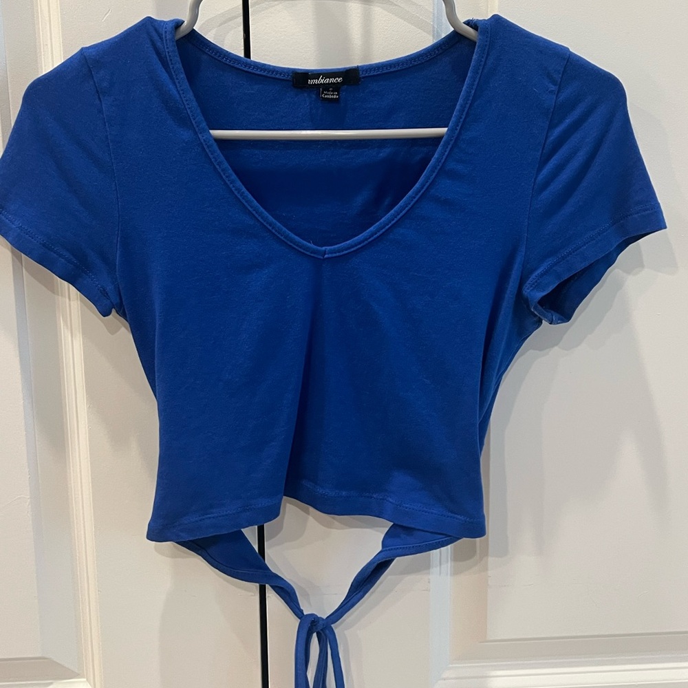 Vibrant Blue Tie-Back Crop Top